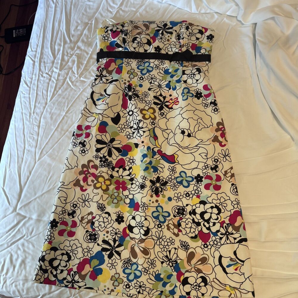 Vintage Y2K Tibi Strapless Floral Pop Art Mini Dress size 4